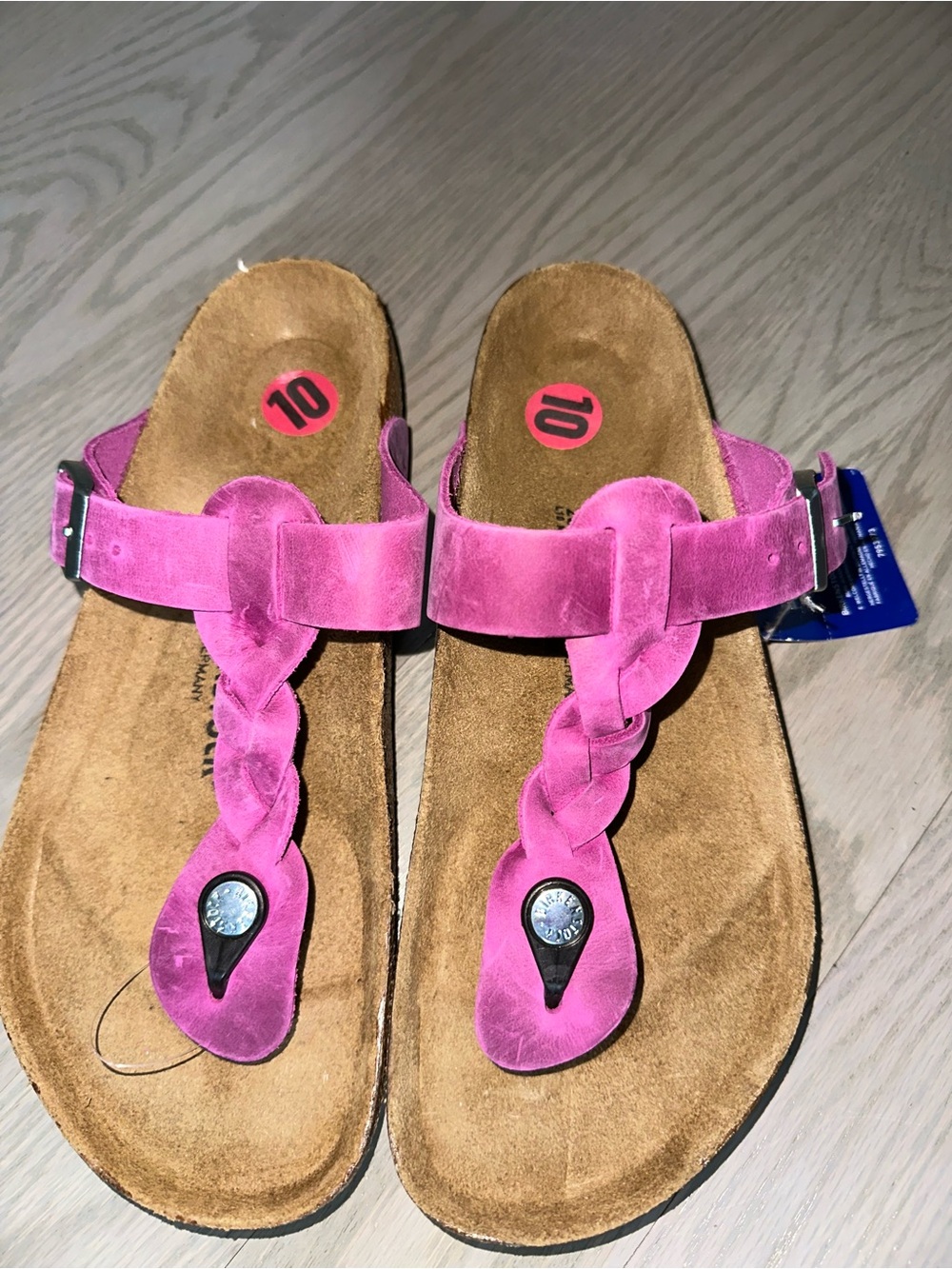 Birkenstock Pink Suede Braided Toe-Post Sandals